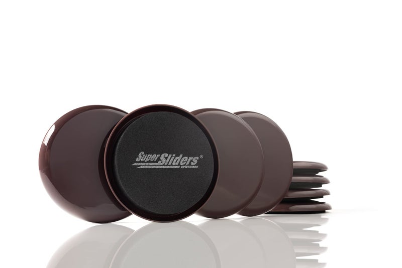 Super Sliders 3 1/2"" Round Reusable Furniture Sliders for Carpet - Effortless Moving and Surface Protection  Brown (8 Pack) - Image 1